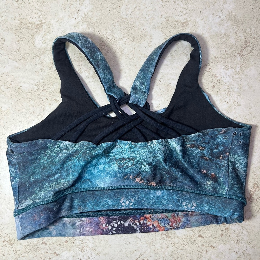 CALIA Boho Zen Yoga Sports Bra – Strappy Back & Mandala Detail Size Small/Medium - Picture 2 of 7